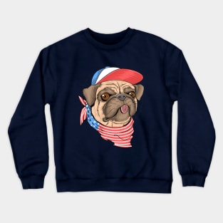 Pug dog USA flag Crewneck Sweatshirt